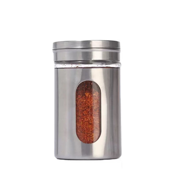 Stainless Steel Glass Spice Jar – Adjustable Seasoning Shaker