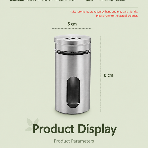 Stainless Steel Glass Spice Jar – Adjustable Seasoning Shaker