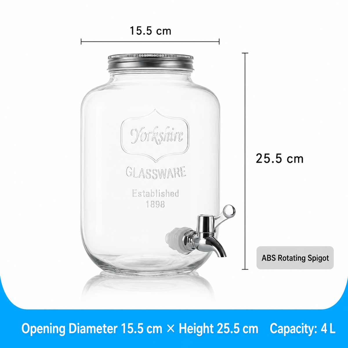 Glass Beverage Dispenser with Tap, Lead-Free Mason Drink Ja