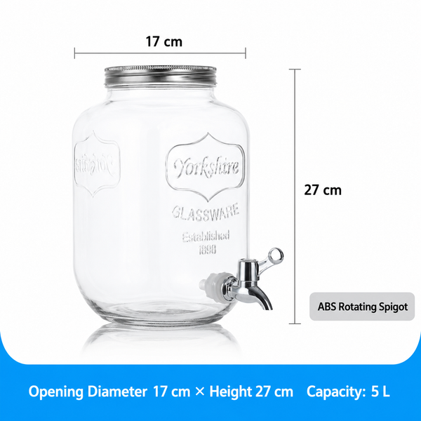 Glass Beverage Dispenser with Tap, Lead-Free Mason Drink Ja