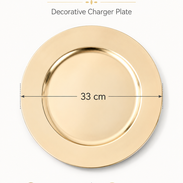 Gold Plastic Charger Plate Easy Clean Non-Toxic Decor Table Plate