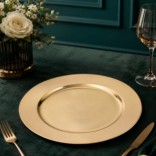 Gold Plastic Charger Plate Easy Clean Non-Toxic Decor Table Plate