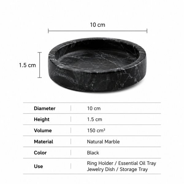 Natural Marble Vanity Tray – Ring, Jewelry & Essential Oil Holder