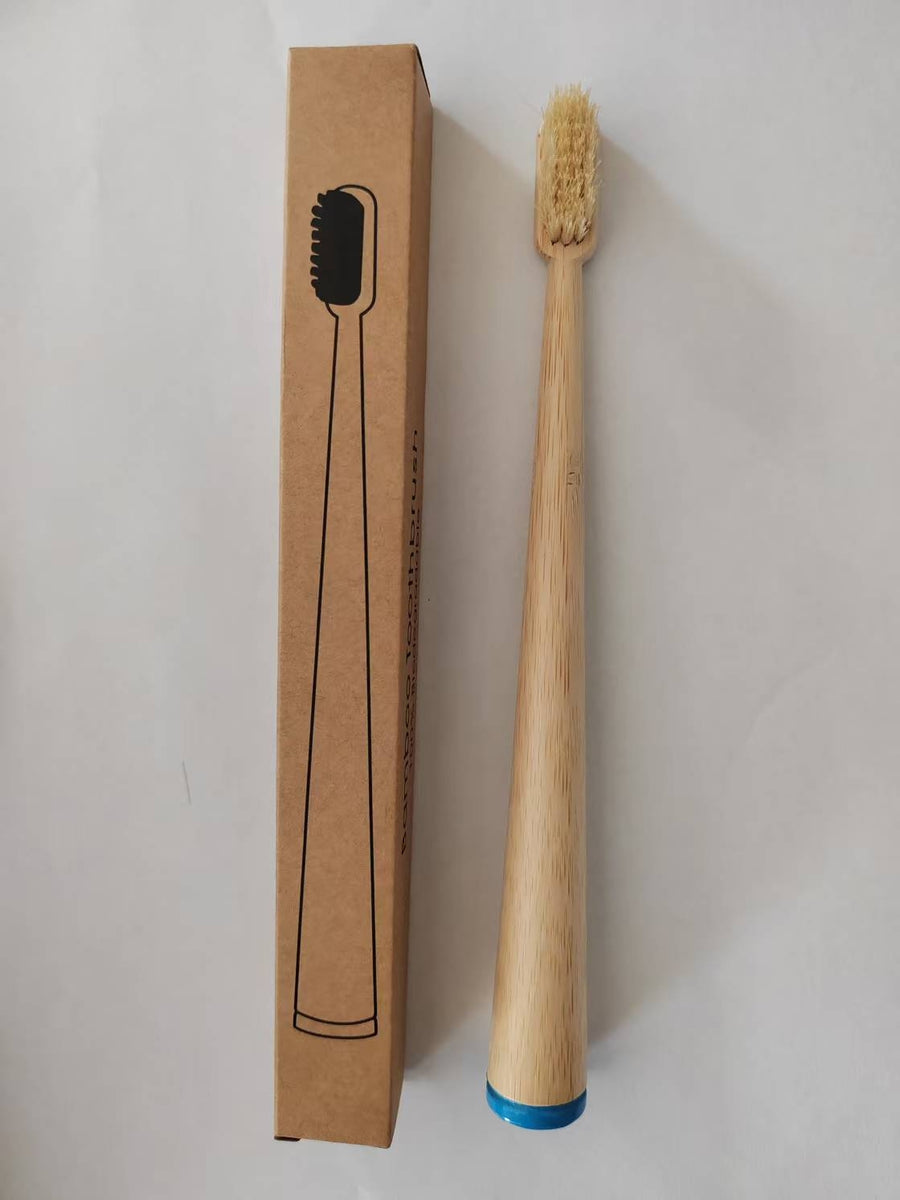 Natural Bamboo Toothbrush – Soft Bristles, Eco-Friendly Wooden Handle, Color-Coded Base