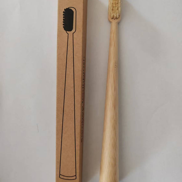 Natural Bamboo Toothbrush – Soft Bristles, Eco-Friendly Wooden Handle, Color-Coded Base