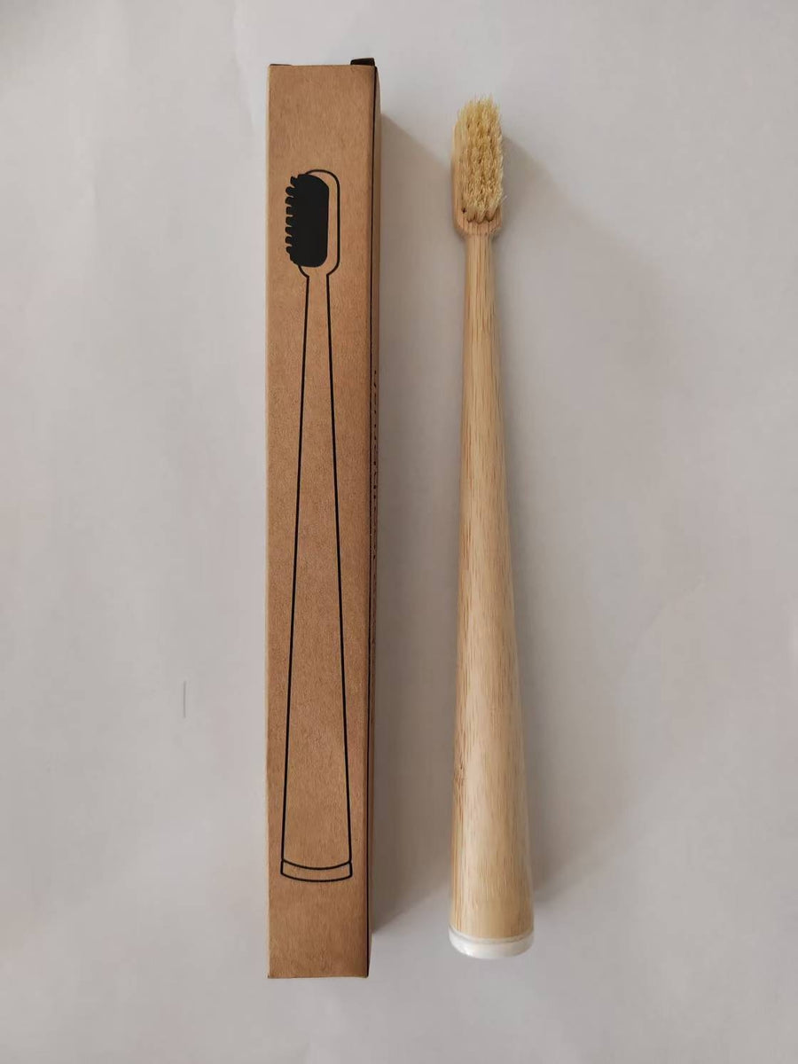 Natural Bamboo Toothbrush – Soft Bristles, Eco-Friendly Wooden Handle, Color-Coded Base
