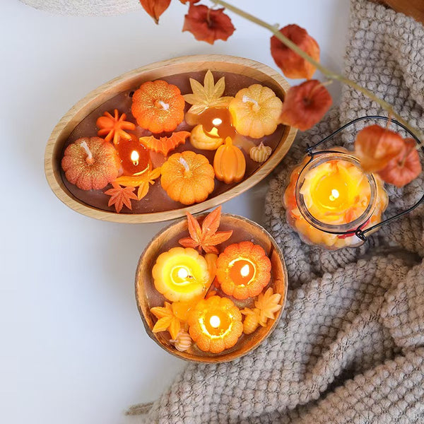 Pumpkin & Maple Leaf Scented Candle – Halloween Favor Candle