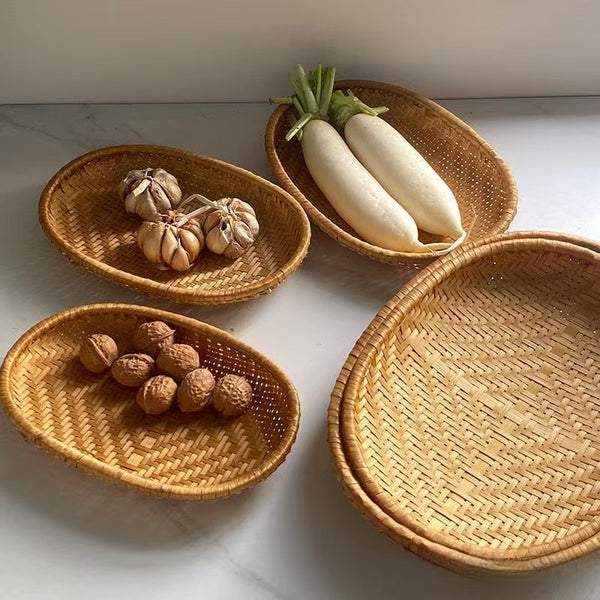 Woven Bamboo Oval Storage Basket