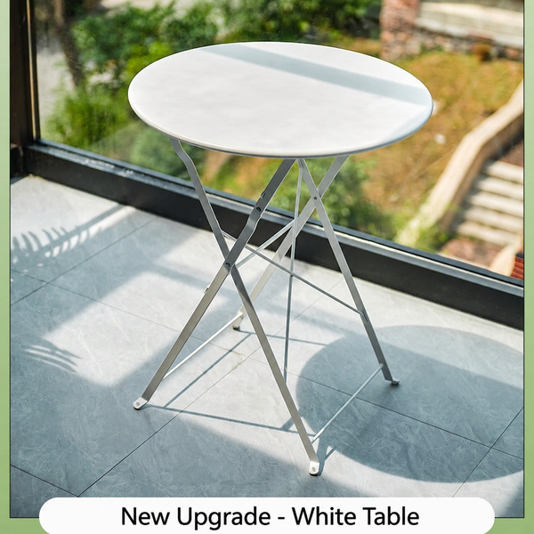Foldable Bistro Patio Table & Chair Set – Anti-Scratch Carbon Steel Outdoor Balcony Furniture