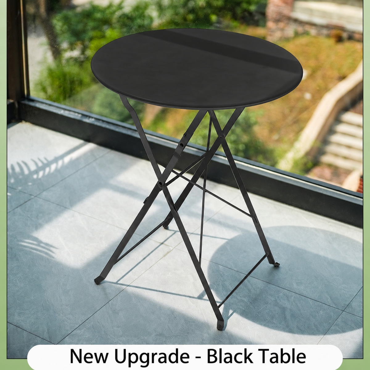 Foldable Bistro Patio Table & Chair Set – Anti-Scratch Carbon Steel Outdoor Balcony Furniture