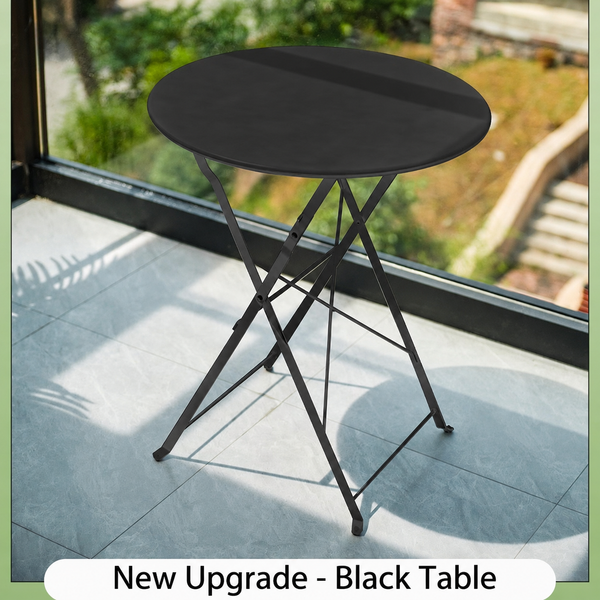 Foldable Bistro Patio Table & Chair Set – Anti-Scratch Carbon Steel Outdoor Balcony Furniture