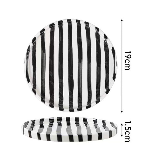 Minimalist European Striped Ceramic Cup and Saucer Set