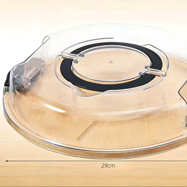 Bamboo Compartment Tray with Clear Lid Snack Storage Box