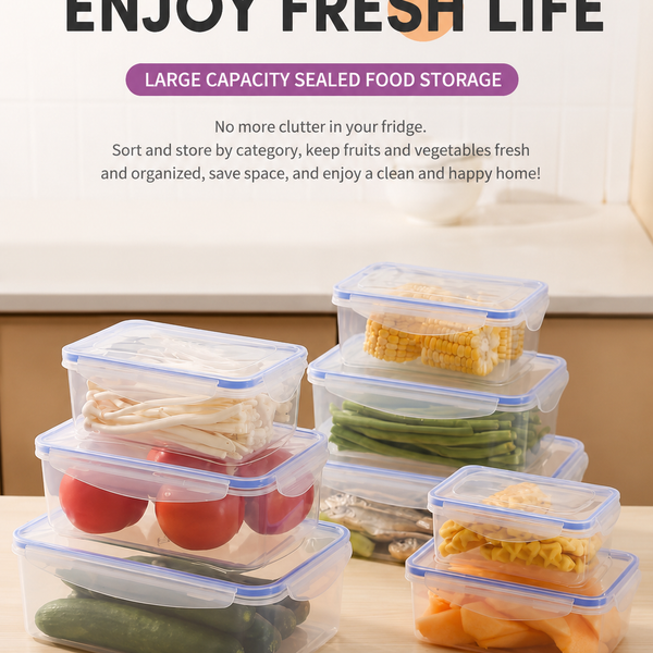 Food Grade PP Food Storage Containers with Locking Lids, Airtight Leakproof Kitchen Organizer