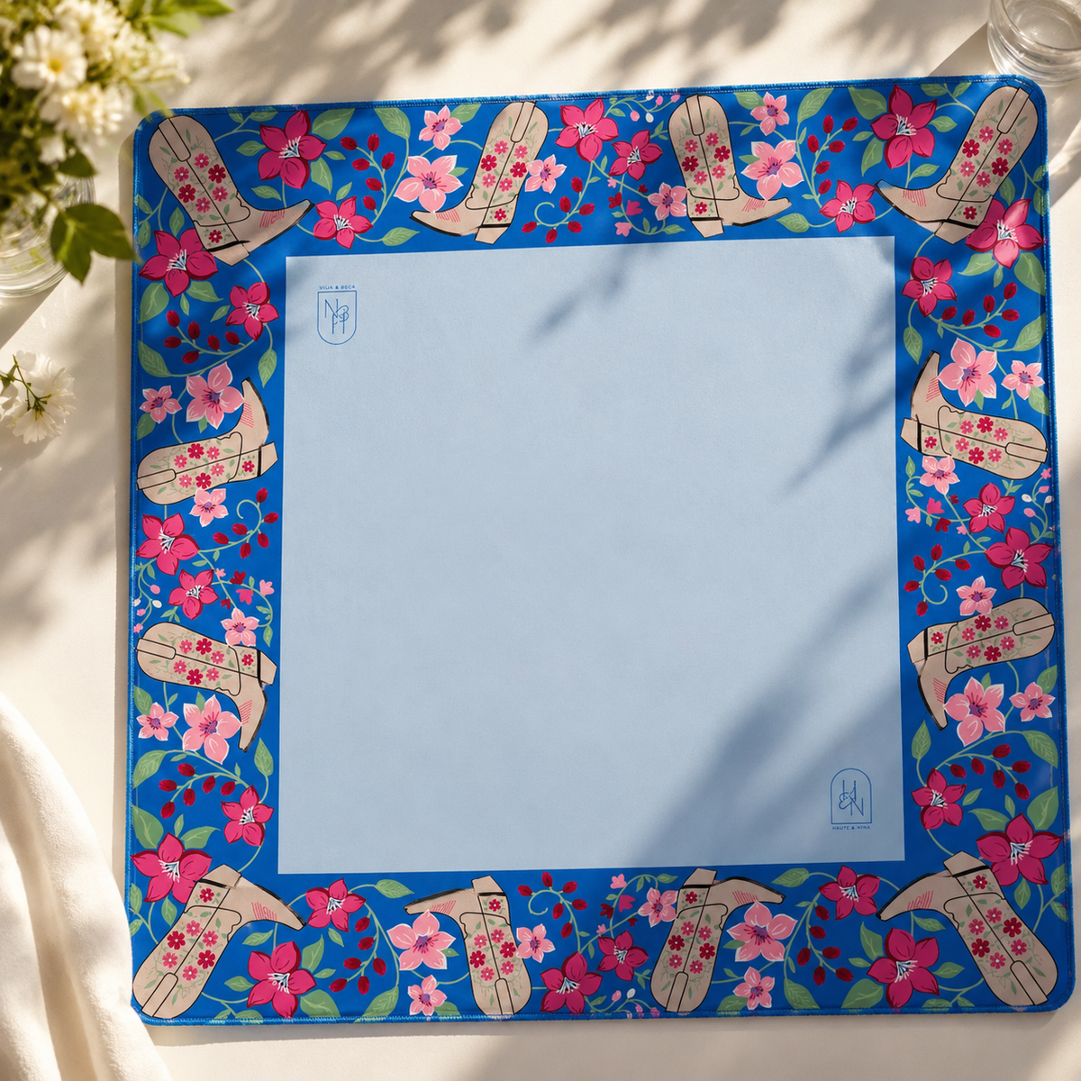 Western Floral Diatom Mud Table Mat – Stain Resistant Wear Resistant Mahjong Game Pad