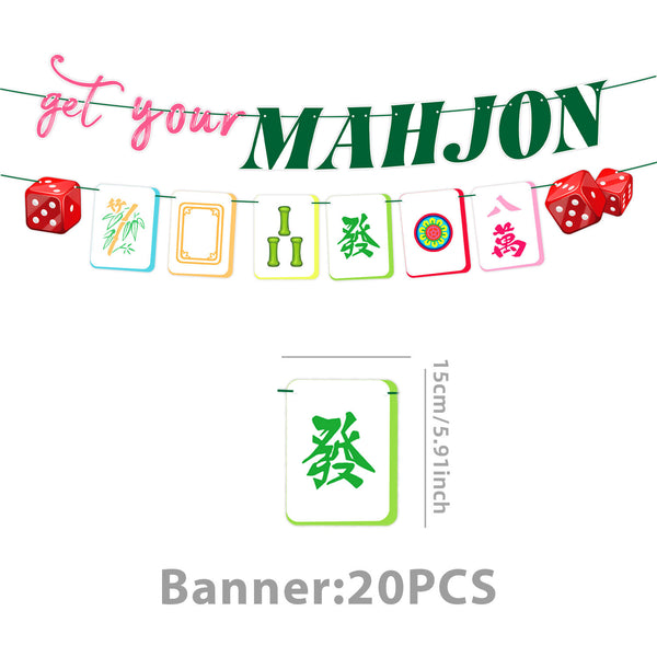 Mahjong Party Supplies Set – Disposable Paper Plates & Cups for Asian Game Night Decoration