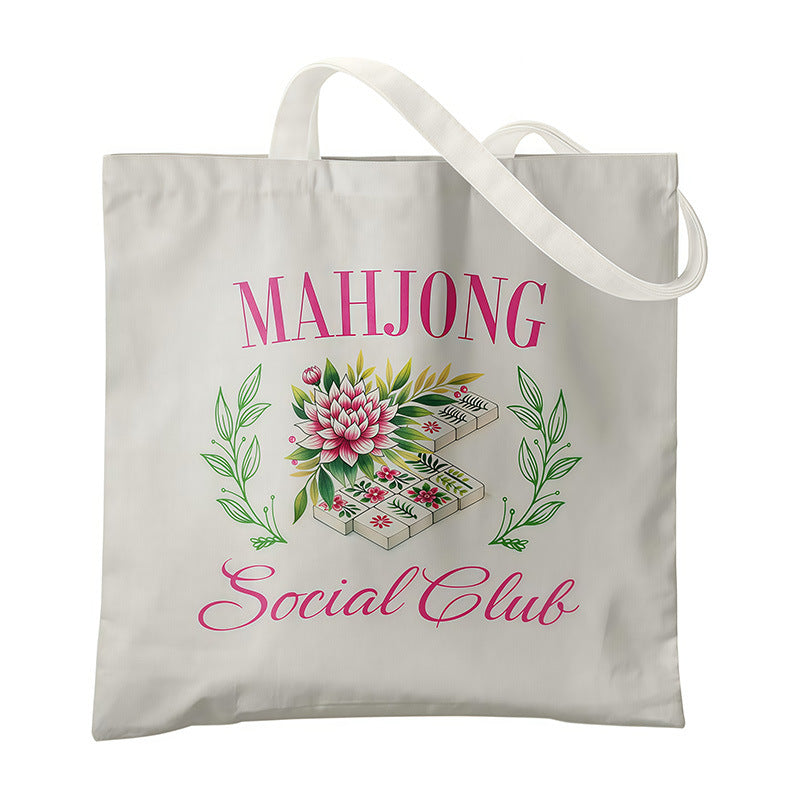 Mahjong Canvas Tote Bag – Chinese Culture Inspired Shopping Bag for Everyday Carry & Gift Giving