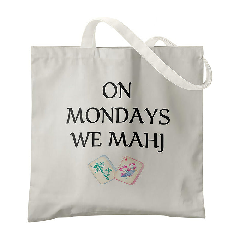 Mahjong Canvas Tote Bag – Chinese Culture Inspired Shopping Bag for Everyday Carry & Gift Giving
