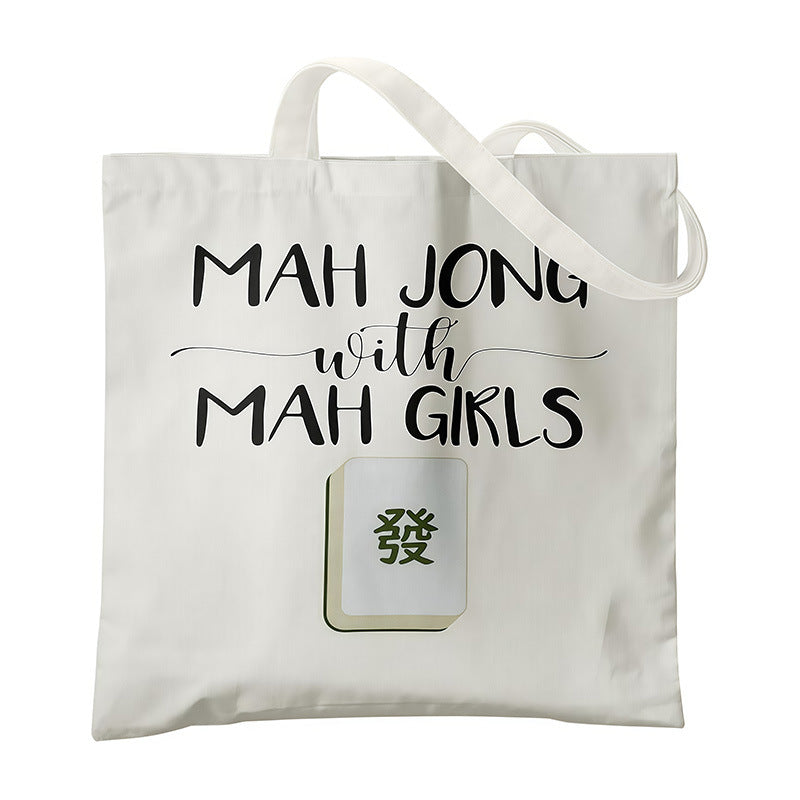Mahjong Canvas Tote Bag – Chinese Culture Inspired Shopping Bag for Everyday Carry & Gift Giving