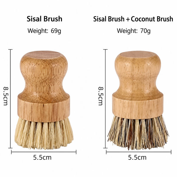Wooden Palm Dish Brush – Natural Fiber Kitchen Scrubber