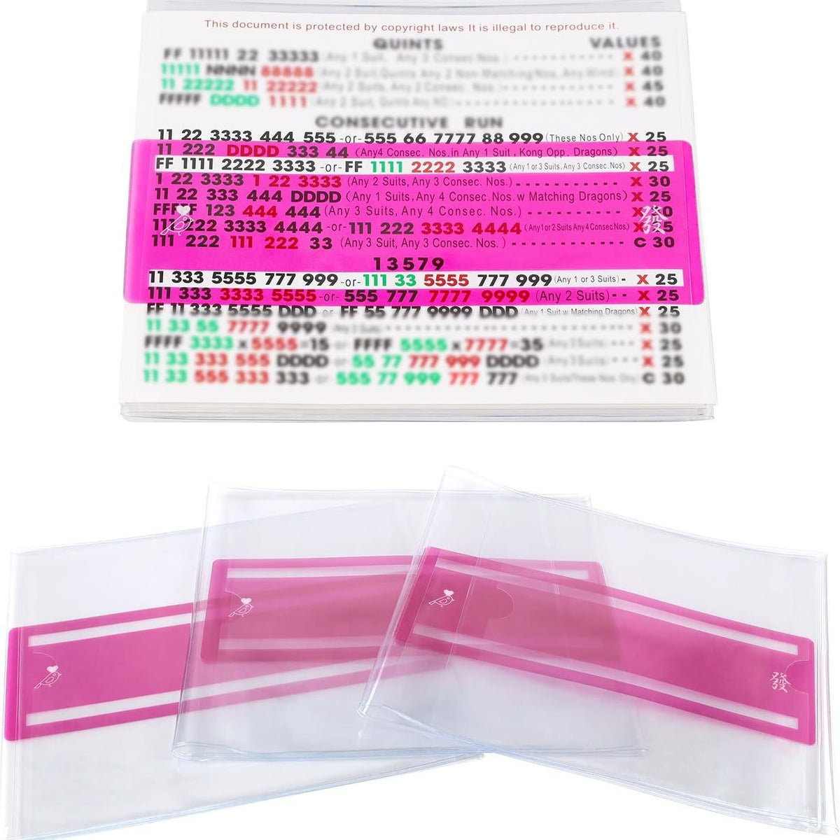 PVC Mahjong Game Cards Set – Colorful Washi Style Cards with Fun Sayings & Wave Edge Design for Couples Game