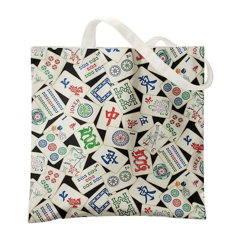 Mahjong Canvas Tote Bag – Chinese Culture Inspired Shopping Bag for Everyday Carry & Gift Giving