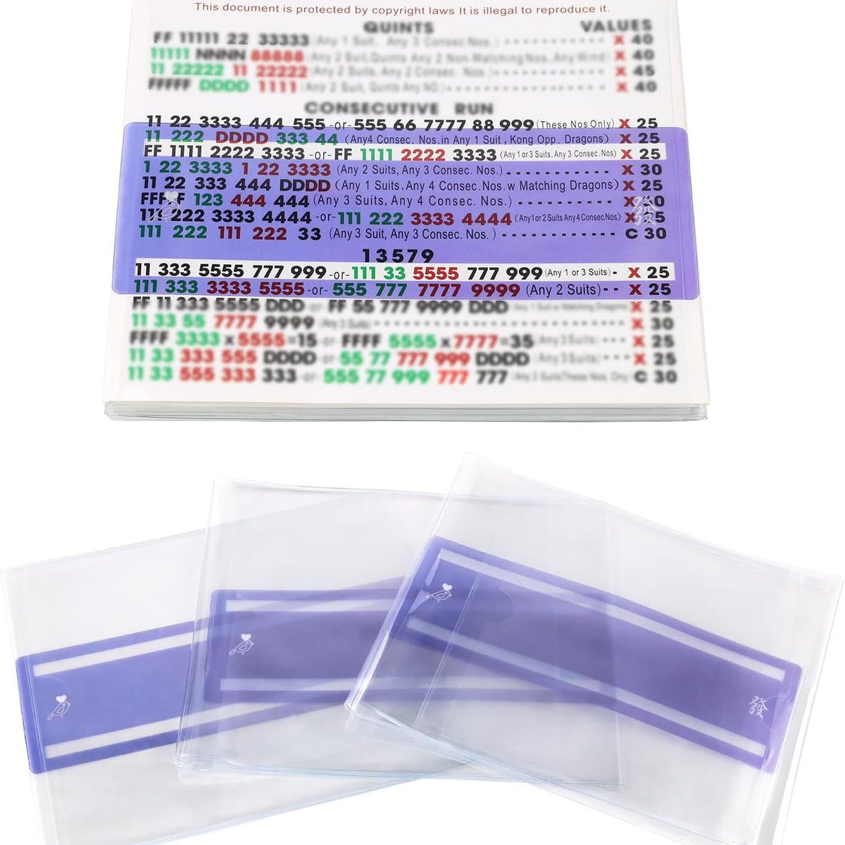 PVC Mahjong Game Cards Set – Colorful Washi Style Cards with Fun Sayings & Wave Edge Design for Couples Game