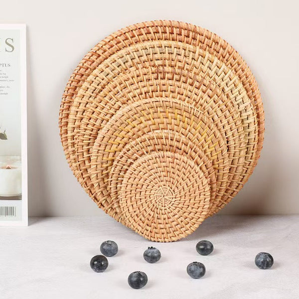 Round Rattan Heat Resistant Trivet Tea Coaster