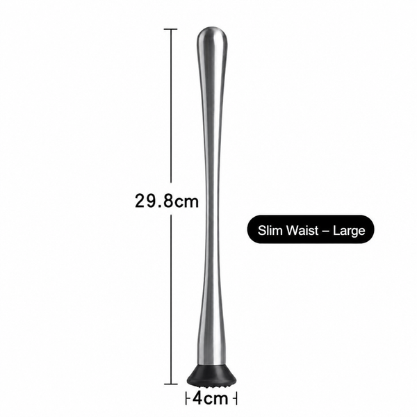 Stainless Steel Cocktail Muddler with Non-Slip PP Head, Ergonomic Slim Waist Fruit Muddler for Bar