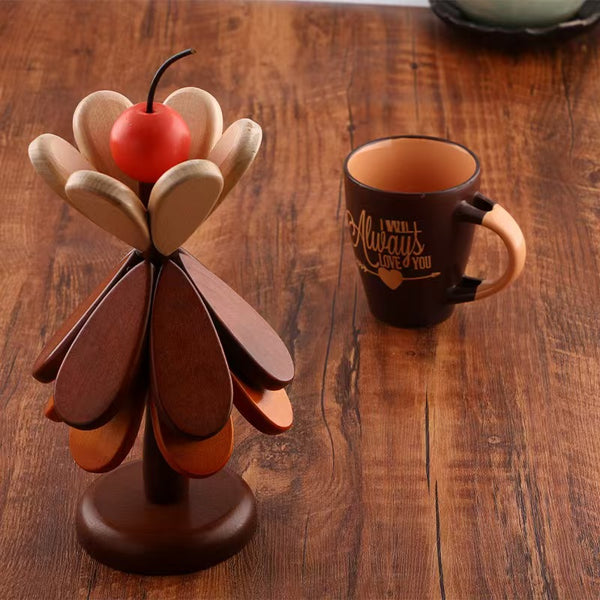Tree Design Wooden Coaster Heat Resistant Table Decor