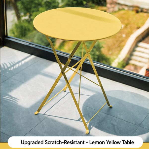 Foldable Bistro Patio Table & Chair Set – Anti-Scratch Carbon Steel Outdoor Balcony Furniture