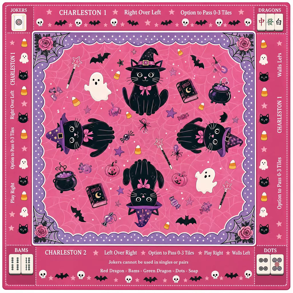 Halloween Mahjong Mat – American Style Game Table Pad with Non Slip, Noise Reducing & Custom Design Options