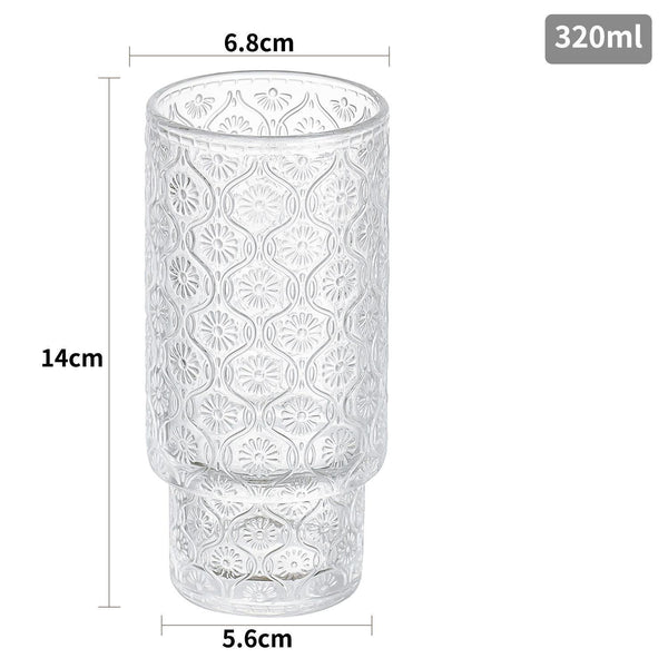 11oz Ribbed Stackable Glass Tumbler – Vintage Coffee, Juice & Whiskey Glass