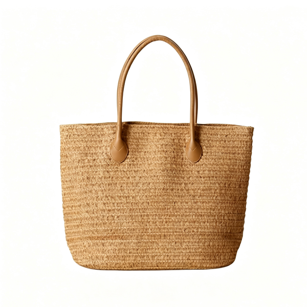 Small Woven Straw Bag – Paper Fiber Mini Handbag with Soft Peach Skin Lining