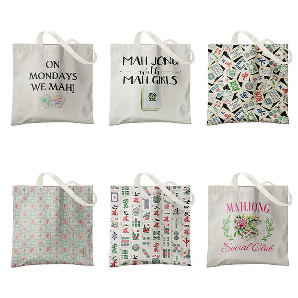 Mahjong Canvas Tote Bag – Chinese Culture Inspired Shopping Bag for Everyday Carry & Gift Giving