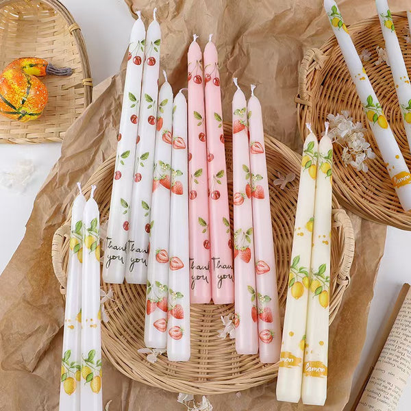 25cm Fruit Print Taper Candle – Set of 2