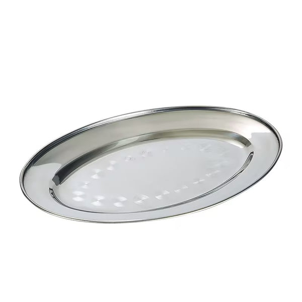 Stainless Steel Oval Plate, Metal Oval Serving Platter for Restaurant & Home