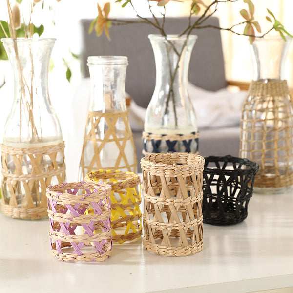 Handwoven Vase Cover – Natural Wicker Decorative Vase Sleeve