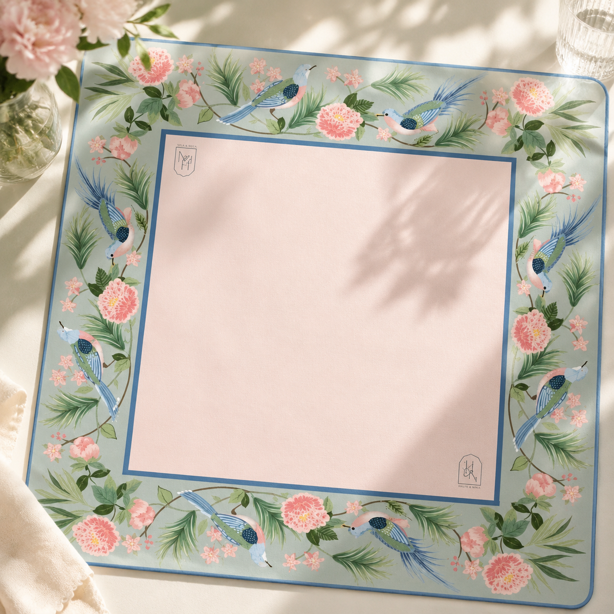 Rose Pattern Diatom Mud Table Mat – Stain Resistant Wear Resistant Mahjong Game Pad