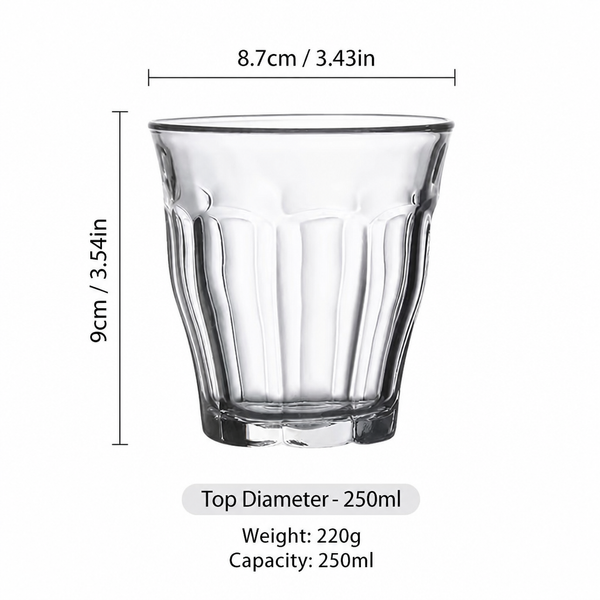 Ribbed Clear Glass Cups – Elegant Drinking Glassware for Coffee, Tea, Cocktails