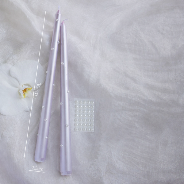 12” Pearl Taper Candles, Smokeless Soy Blend – Set of 2
