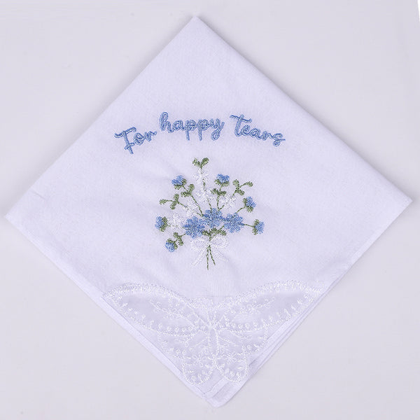 Embroidered Wedding Handkerchief – Cotton Keepsake Gift