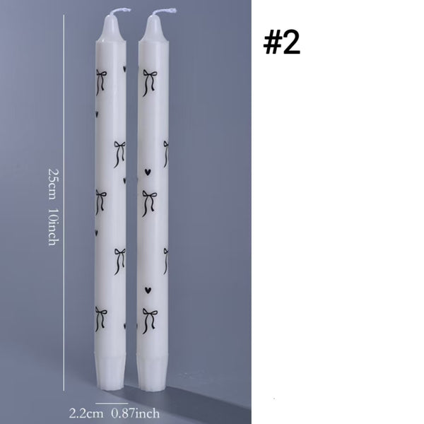 25cm Black Printed Taper Candles – Set of 2
