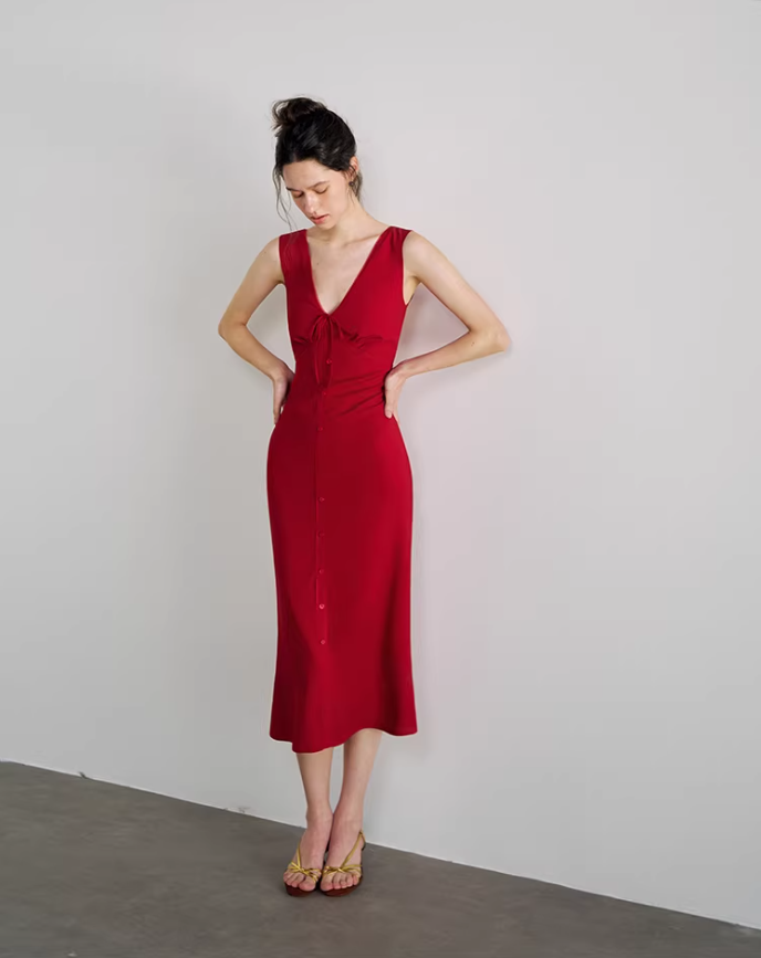 Scarlet Hourglass V-Neck Gown