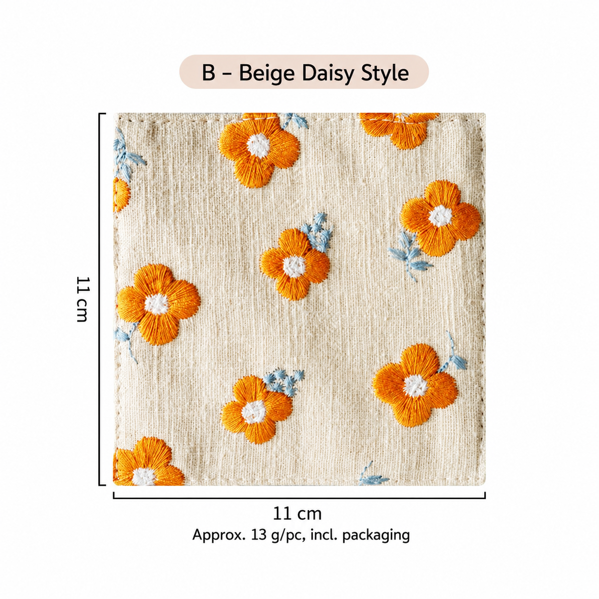 Embroidered Linen Coaster, Heat Resistant Coffee Cup Mat