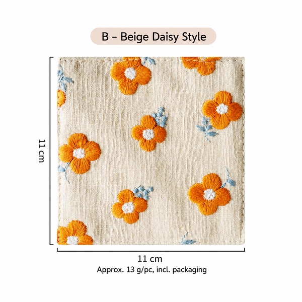 Embroidered Linen Coaster, Heat Resistant Coffee Cup Mat