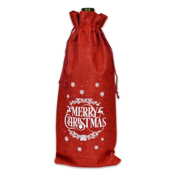 Christmas Wine Gift Bag – Drawstring Bottle Gift Sack for Wine & Champagne