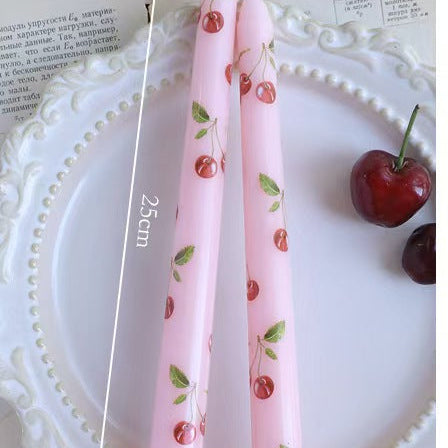25cm Fruit Print Taper Candle – Set of 2