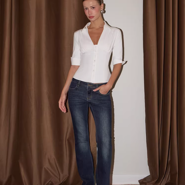 Heritage Check Tailored V-Neck Blouse