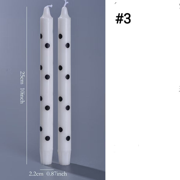 25cm Black Printed Taper Candles – Set of 2